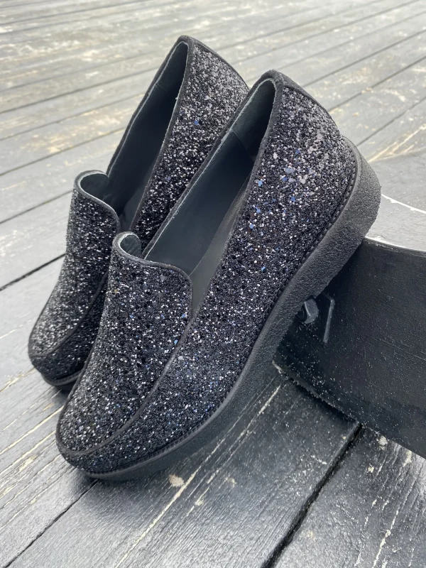 Angulus - Sort glimmer loafers