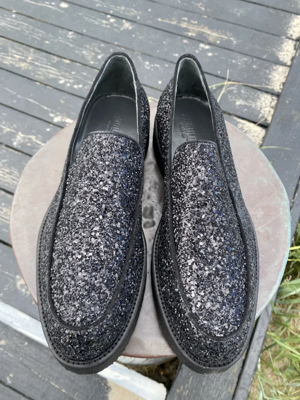 Angulus - Sort glimmer loafers