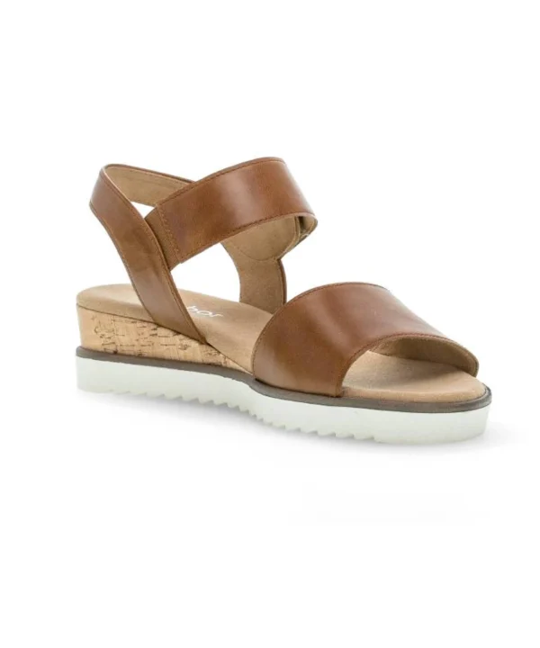 Gabor - Brun sandal med velcro og elastik