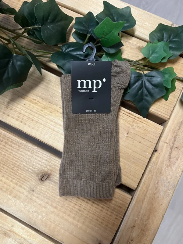 MP - brun uldstrømpe