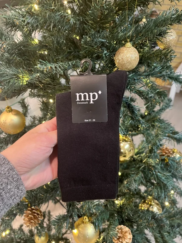 MP - Sort uld/bomuld strømpe